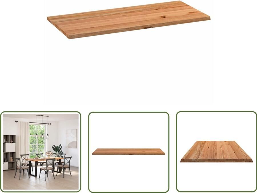 The Living Store Tafelblad rechthoekig 180x80x4 2cm massief eikenhout lichtbruin Eikenhouten Tafelblad Rechte Tafel Eetkamertafel Salontafel Tafelblad Kopen