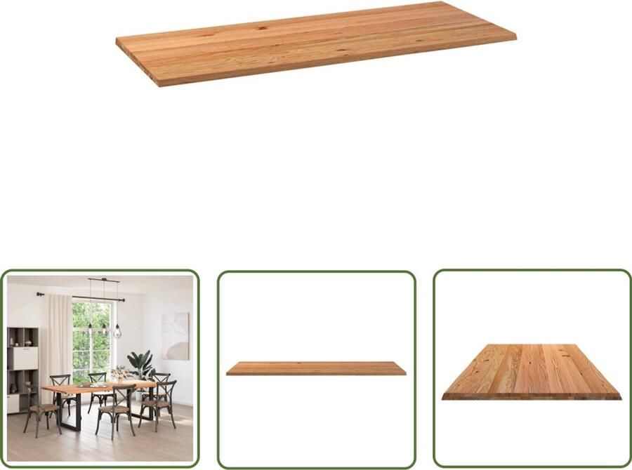 The Living Store Tafelblad rechthoekig 240x100x4 2 cm eikenhout lichtbruin Eikenhouten Tafelblad Rechte Tafel Eetkamertafel Salontafel Keukenblad