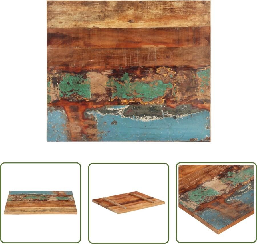 The Living Store Tafelblad rechthoekig 25-27 mm 60x60 cm massief gerecycled hout Houten Tafelblad Vintage Tafelblad Industrieel Tafelblad Recyceld Hout Tafelblad Vervangen - Foto 2