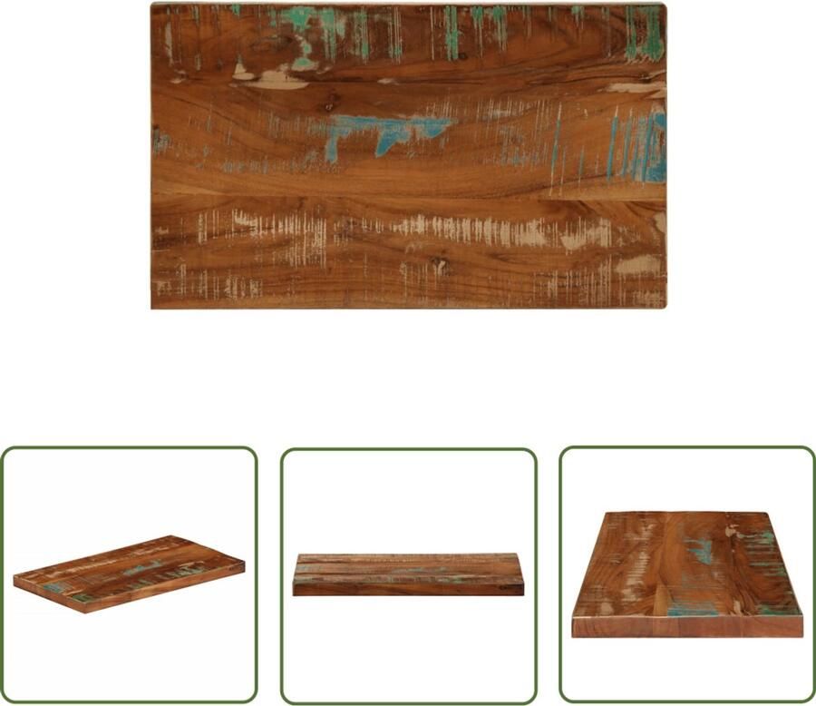 The Living Store Tafelblad rechthoekig 40x20x2 5 cm massief gerecycled hout Houten Tafelblad Vintage Tafelblad Industrieel Tafelblad Tweedehands Tafelblad Gerecycleerd Hout