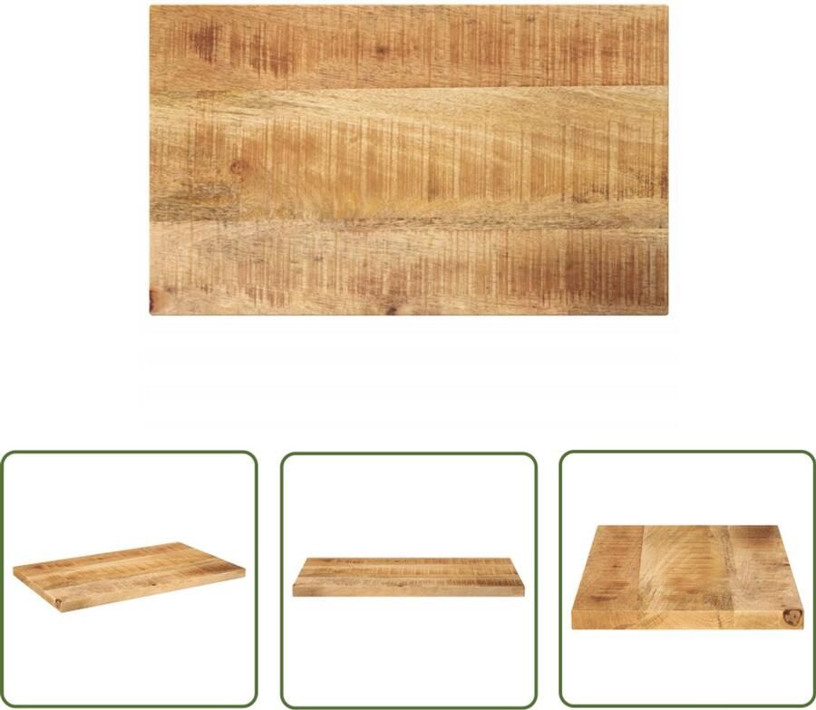 The Living Store Tafelblad rechthoekig 50x20x3 8 cm massief ruw mangohout Mangohouten Tafelblad Robuust Tafelblad Vintage Tafelblad Landelijke Tafelblad Tafellaag