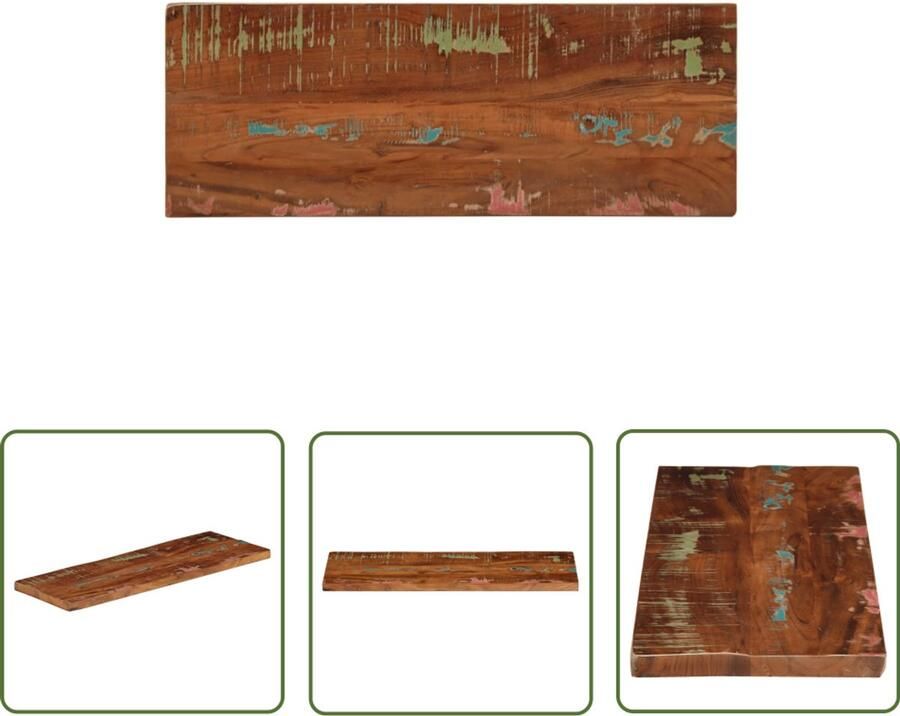 The Living Store Tafelblad rechthoekig 80x30x2 5 cm massief gerecycled hout Tafelblad Houten Tafelblad Vintage Tafelblad Industrieel Tafelblad Recyceld Hout