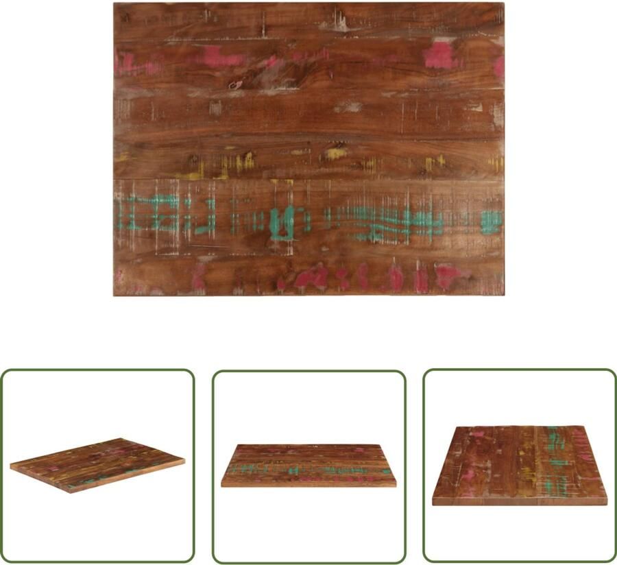 The Living Store Tafelblad rechthoekig 80x60x1 5 cm massief gerecycled hout Tafelblad Houten Tafelblad Vintage Tafelblad Industriële Tafel Recyclen Hout
