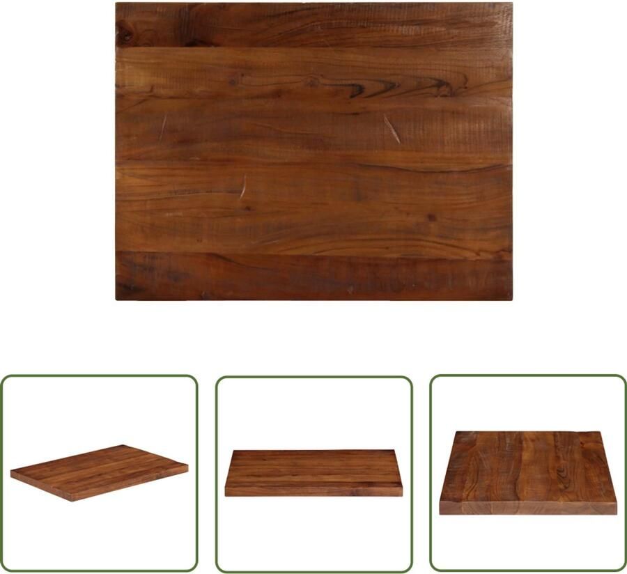 The Living Store Tafelblad rechthoekig 80x70x3 8 cm massief gerecycled hout Tafelblad Houten Tafelblad Vintage Tafelblad Industrieel Tafelblad Recyceld Hout