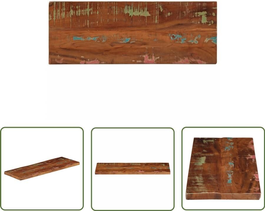 The Living Store Tafelblad rechthoekig 90x40x2 5 cm massief gerecycled hout Tafelblad Houten Tafelblad Gerecycled Hout Rustic Tafellaag Eetkamertafel