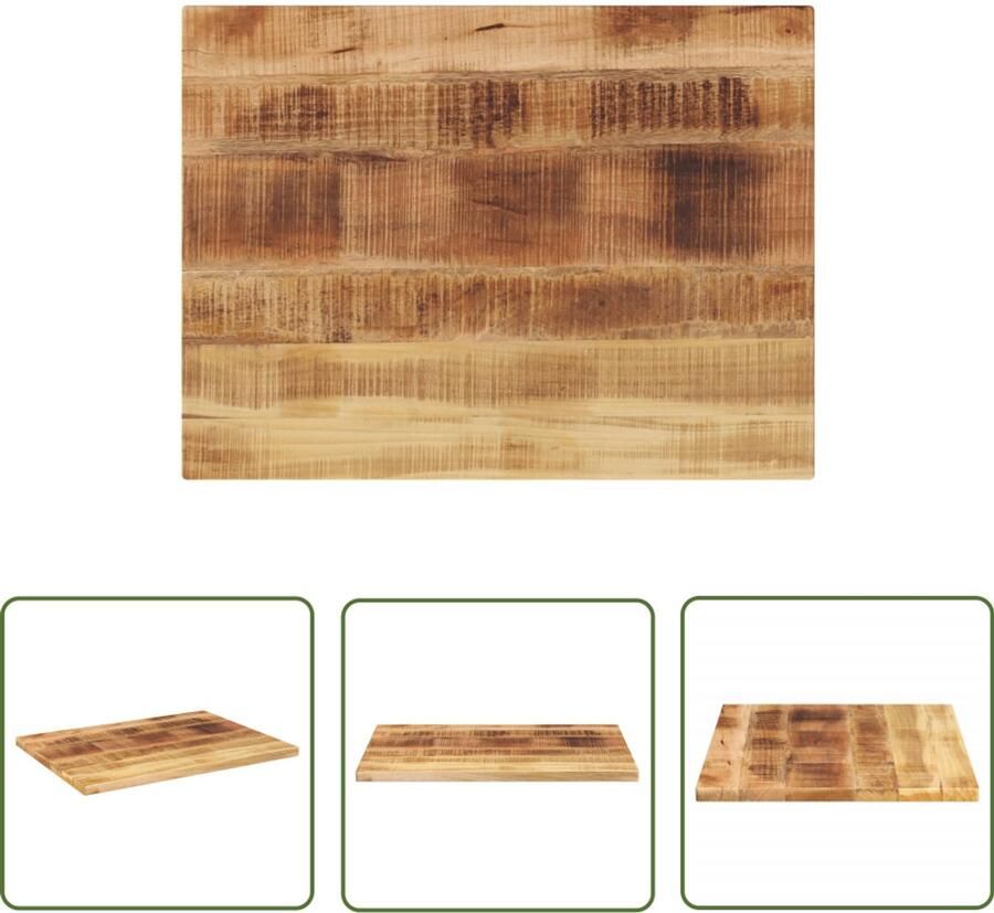 The Living Store Tafelblad rechthoekig 90x70x2 5 cm massief ruw mangohout Mangohouten Tafelblad Tafeltje Eettafel Salontafel Rustic Design
