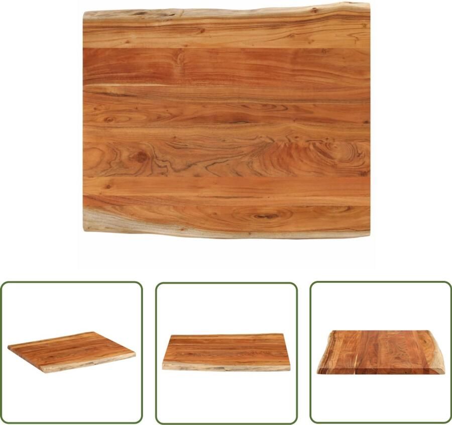 The Living Store Massief acaciahouten tafelblad 100 x 80 x 3.8 cm Natuurlijke rand Houten Tafelblad Acacia Tafelblad Natuurlijkt Tafelblad Vintage Tafelblad Bartafelblad