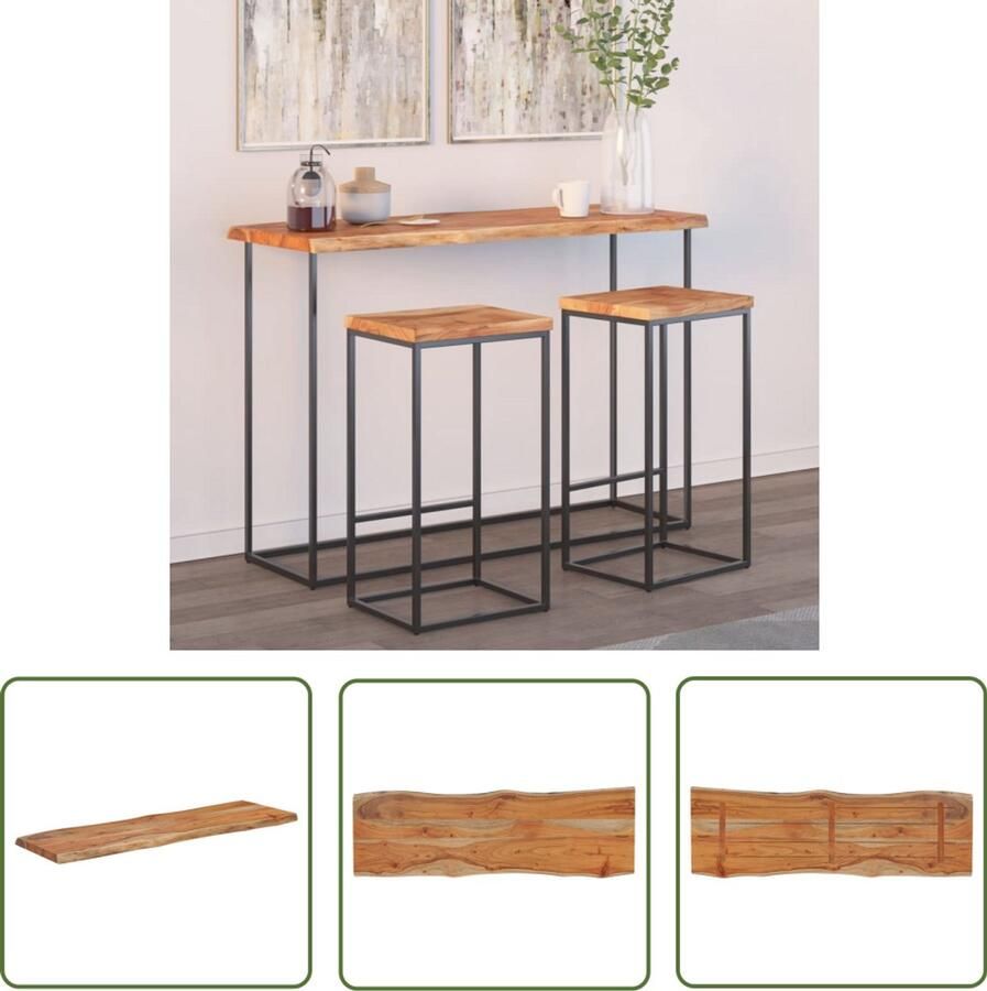 The Living Store Tafelblad rechthoekig natuurlijke rand 110x40x2 5 cm acaciahout Houten Tafelblad Acacia Hout Tafelblad Vervangen Natuurrand Designmeubel