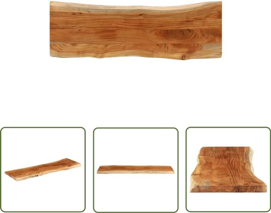 The Living Store Tafelblad rechthoekig natuurlijke rand 110x40x3 8 cm acaciahout Houten Tafelblad Acacia Tafelblad Natuurlijkt Tafelblad Vintage Tafelblad Tweedehands Tafelblad