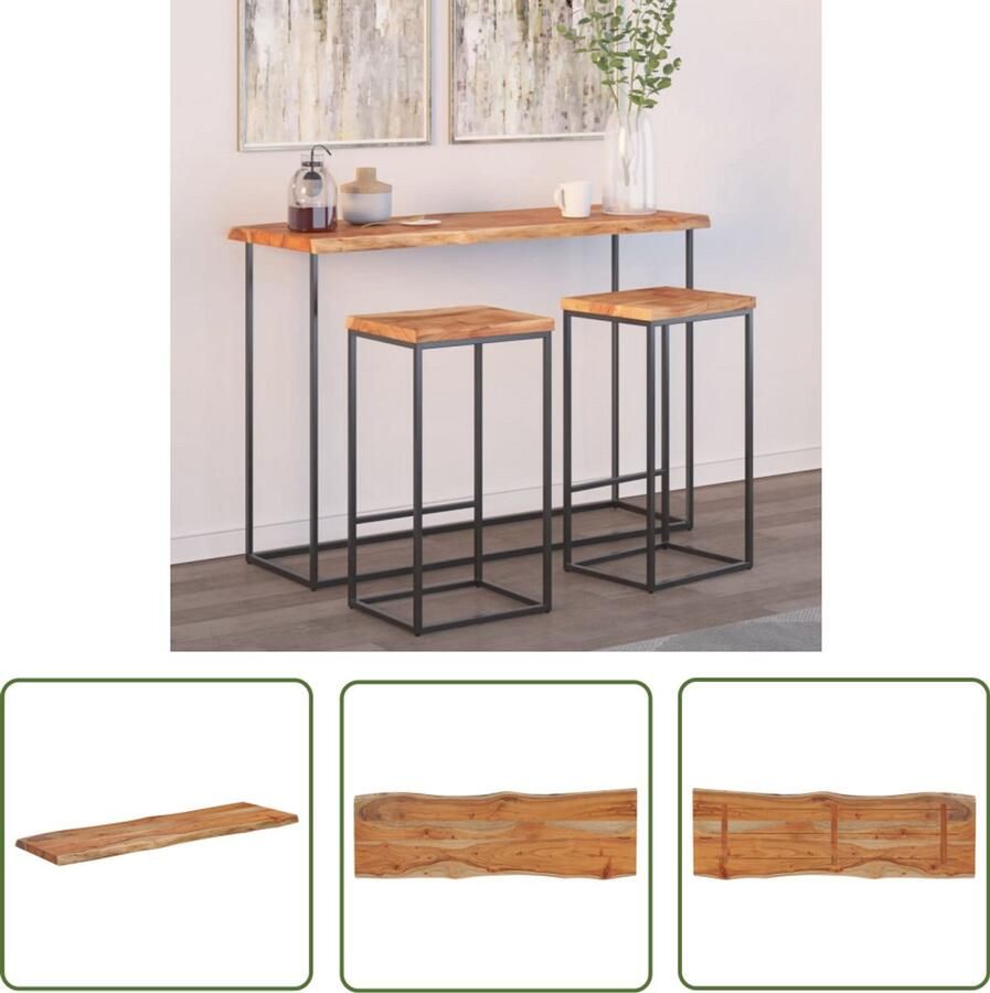 The Living Store Tafelblad rechthoekig natuurlijke rand 120x40x2 5 cm acaciahout Houten Tafelblad Acacia Tafelblad Natuurlijkt Tafelblad Vintage Tafelblad Landelijk Tafelblad