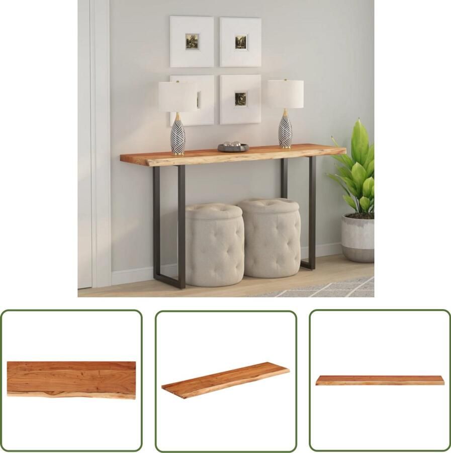 The Living Store Tafelblad rechthoekig natuurlijke rand 120x40x3 8 cm acaciahout Houten Tafelblad Acacia Hout Tafelblad Vervangen Bartafel Blad Bijzettafel Blad