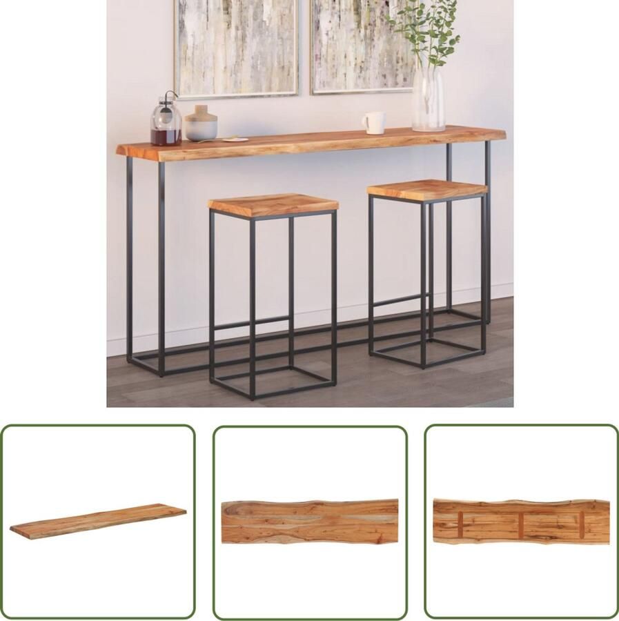 The Living Store Tafelblad rechthoekig natuurlijke rand 160x40x2 5 cm acaciahout Houten Tafelblad Acacia Tafelblad Vervangen Salontafel Eetkamertafel