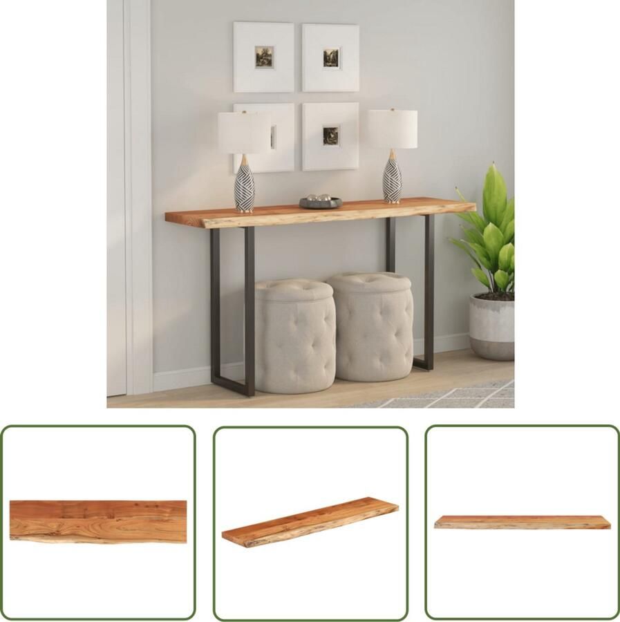 The Living Store Tafelblad rechthoekig natuurlijke rand 160x40x2 5 cm acaciahout Houten Tafelblad Acacia Hout Tafelblad Vervangen Eetkamertafel Salontafel