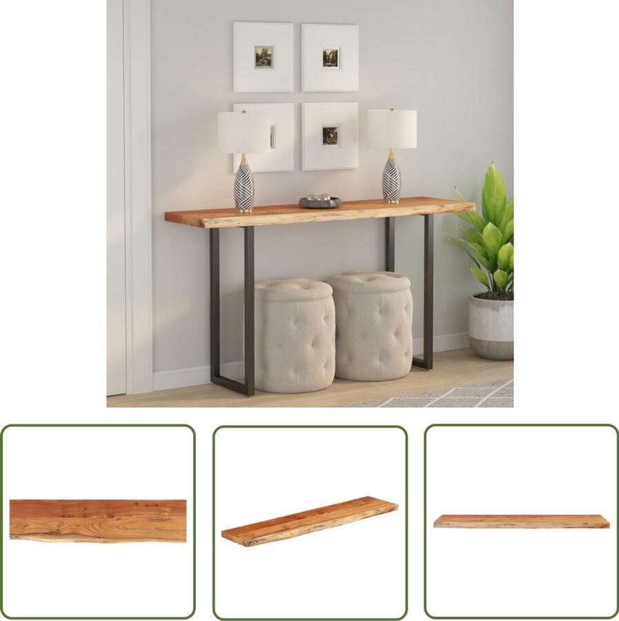 The Living Store Tafelblad rechthoekig natuurlijke rand 160x40x3 8 cm acaciahout Houten Tafelblad Acacia Hout Tafelblad Vervangen Bartafel Blad Bijzettafel Blad