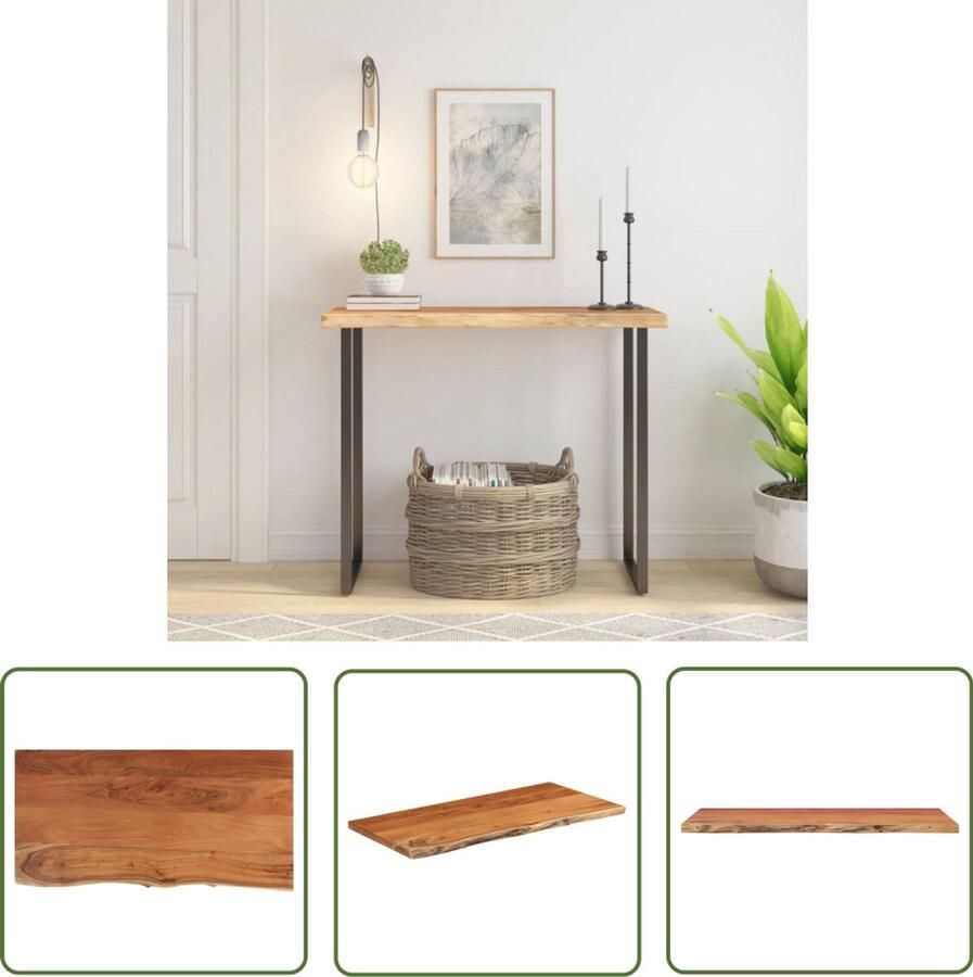 The Living Store Tafelblad rechthoekig natuurlijke rand 80x40x2 5 cm acaciahout Houten Tafelblad Acacia Hout Tafelblad Vervangen Rechte Tafel Design Tafelblad