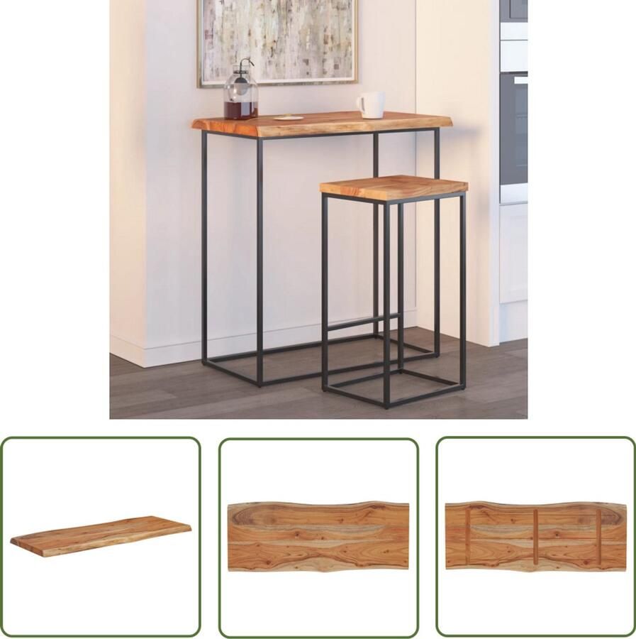 The Living Store Tafelblad rechthoekig natuurlijke rand 90x40x2 5 cm acaciahout Houten Tafelblad Acacia Hout Tafelblad Vervangen Bartafel Bijzettafel
