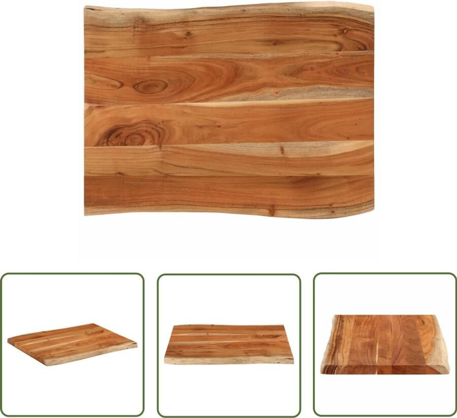 The Living Store Tafelblad rechthoekig natuurlijke rand 90x60x2 5 cm acaciahout Houten Tafelblad Acacia Tafelblad Natuurlijkt Tafelblad Vintage Tafelblad Tweedehands Tafelblad