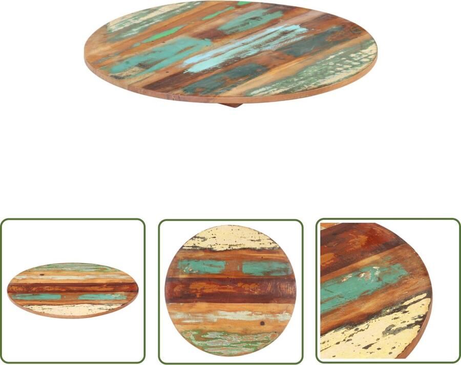 The Living Store Tafelblad Hout 40 cm Massief gerecycled hout Rustieke uitstraling Houten Tafelblad Rond Massief Hout Gerecycled Hout Industrieel Design - Foto 2