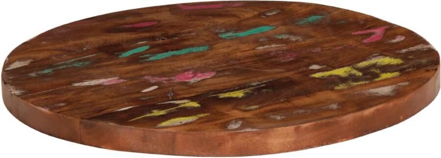 The Living Store Tafelblad rond Ø 50x3 8 cm massief gerecycled hout Tafelblad Houten Tafelblad Gerecycled Hout Retro Tafelblad Landelijke Tafelblad - Foto 2