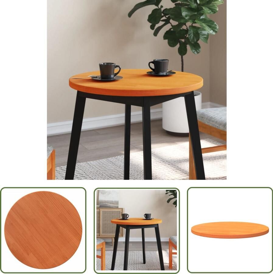 The Living Store Tafelblad rond Ø60x2 5 cm massief grenenhout wasbruin Houten Tafelblad Ronde Tafelblad Tafelscherm Vintage Tafelblad Interieurdecoratie