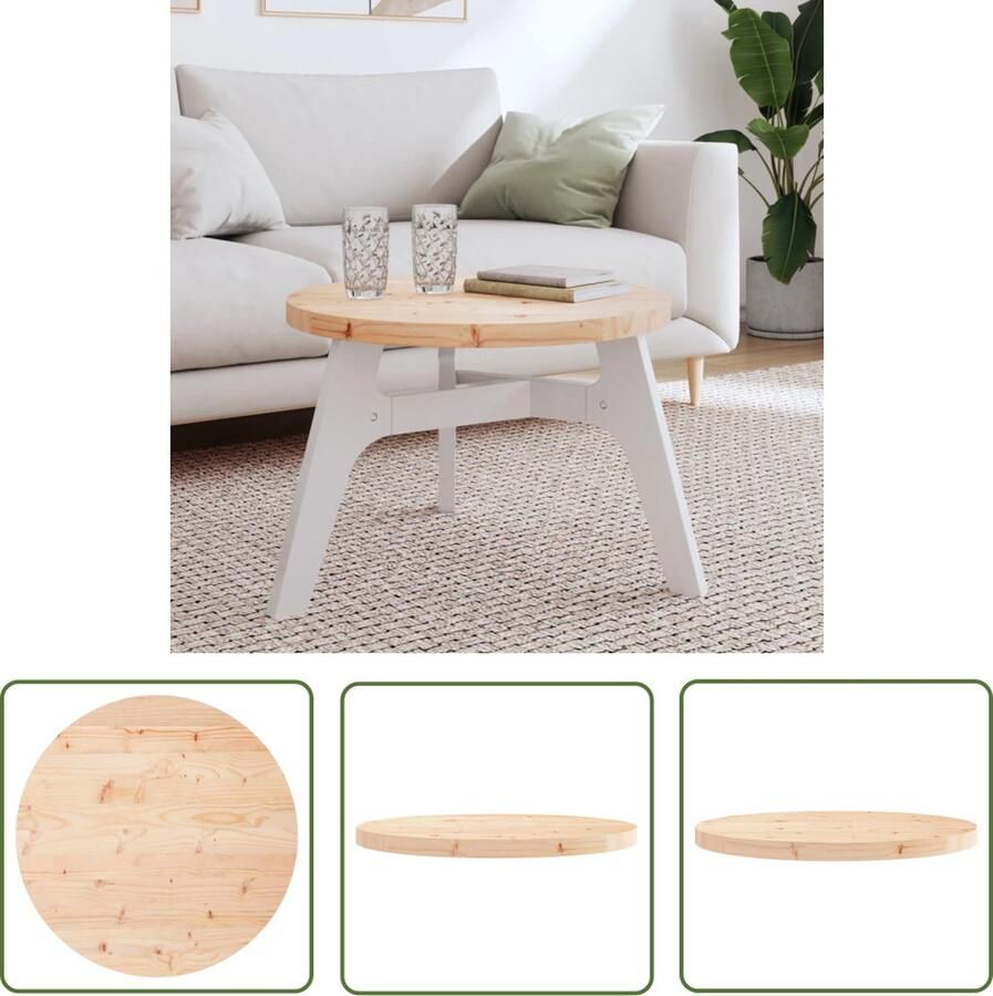 The Living Store Houten tafelblad 60 x 3 cm rond massief grenenhout Houten Tafelblad Ronde Tafelblad Massief Grenenhout Salontafelblad Tafel Accessoires