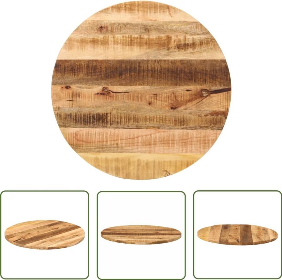 The Living Store Tafelblad rond Ø 90x3 8 cm massief ruw mangohout Tafelblad Houten Tafelblad Mangohout Tafelblad Vintage Tafelblad Landelijke Tafelblad