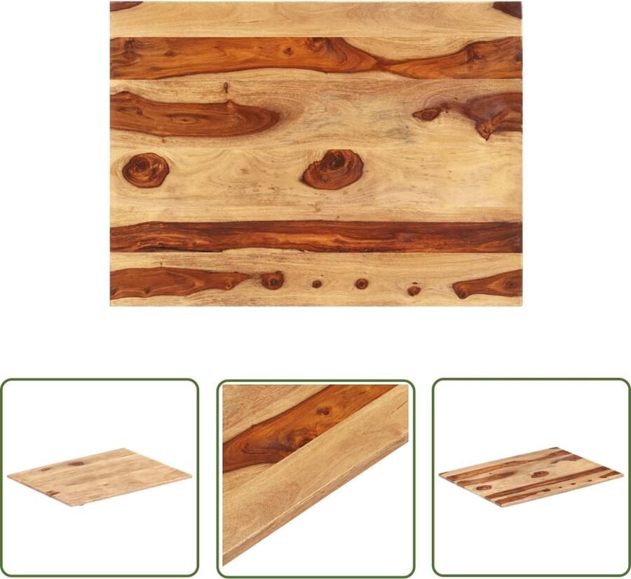 The Living Store Tafelblad Sheeshamhout 70 x 90 cm Rustieke charme en duurzaam Tafelblad Acacia Hout Landelijke Stijl Vintage Tafelblad Salontafel - Foto 2