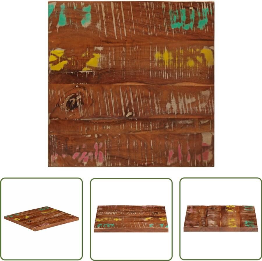 The Living Store Recycled Houten Tafelblad 40 x 40 x 2.5 cm Rustiek design Houten Tafelblad Recycled Hout Vintage Tafelblad Rustiek Tafelblad Vervangen