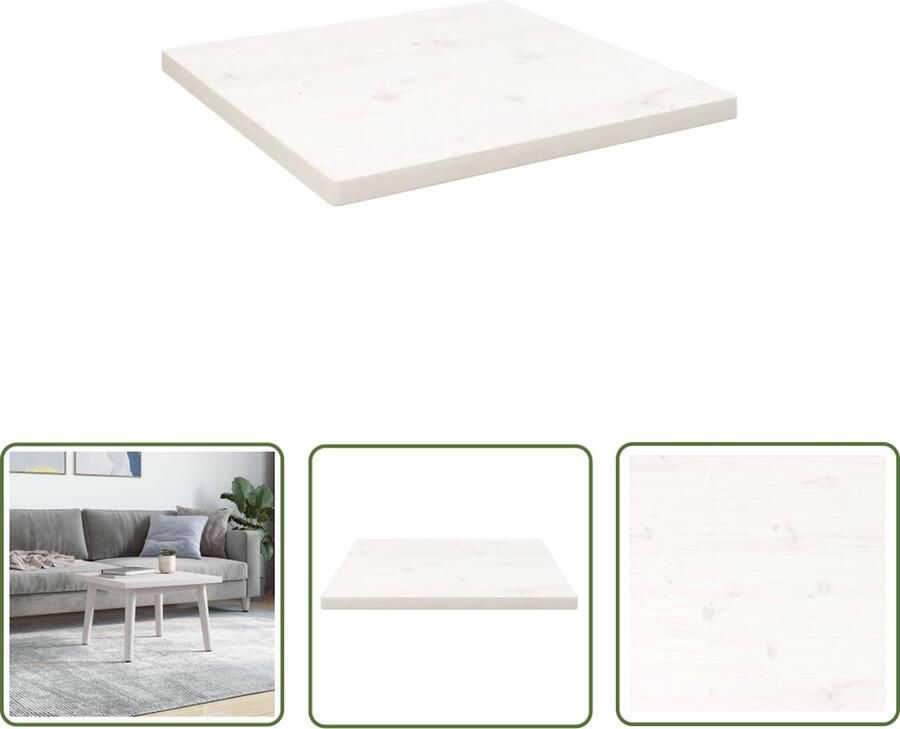 The Living Store Tafelblad vierkant 60x60x2 5 cm massief grenenhout wit Tafeltblad Grenenhout Wit Tafelblad Vervangen Salontafel