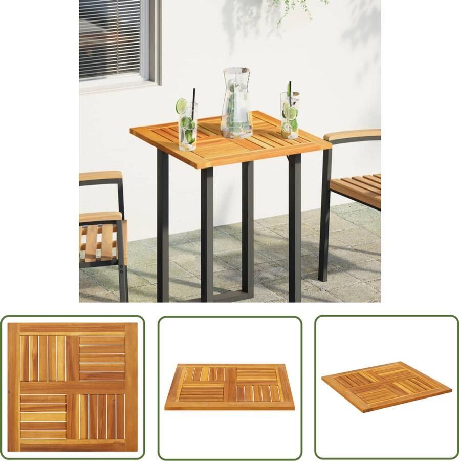 The Living Store Tafelblad vierkant 60x60x2 cm massief acaciahout Houten Tafelblad Acacia Hout Buitentafel Terrastisch Tuinmeubilair