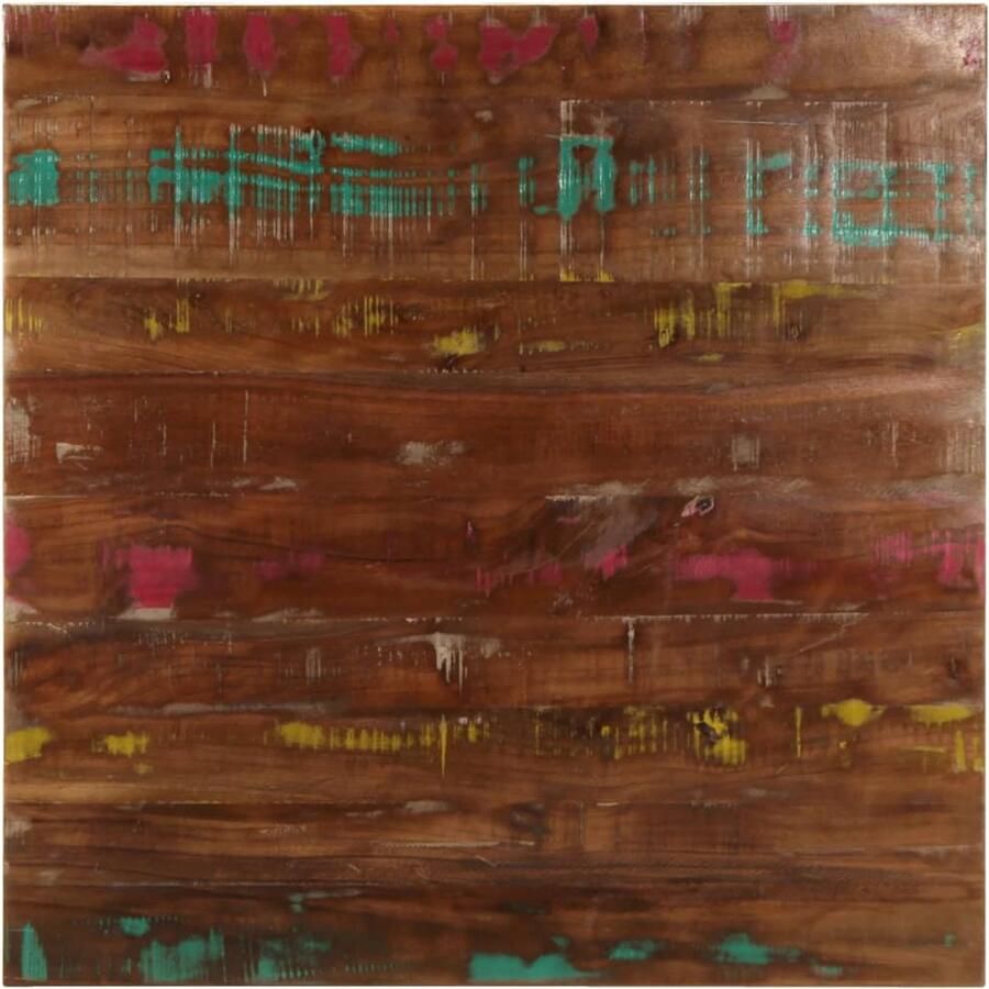 The Living Store Tafelblad Massief Gerecycled Hout 70 x 70 x 2.5 cm Rustiek Tafelblad Houten Tafelblad Gerecycled Hout Rustic Tafellaag Salontafel