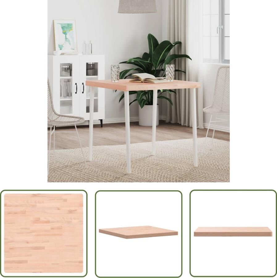 The Living Store Tafelblad vierkant 70x70x4 cm massief beukenhout Tafelblad Beukenhout Massief Hout Eetkamertafel Vintage Tafel