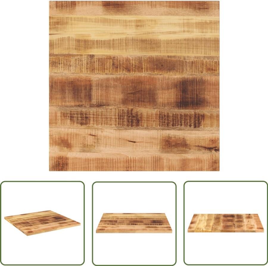 The Living Store Tafelblad vierkant 80x80x1 5 cm massief ruw mangohout Tafelblad Mangohout Tafelblad Vervangen Rustic Design Vintage Tafel