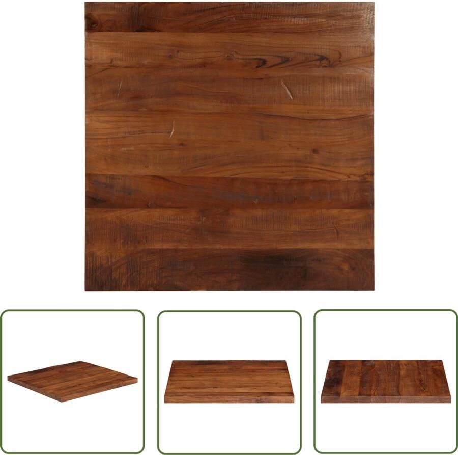The Living Store Tafelblad vierkant 90x90x3 8 cm massief gerecycled hout Houten Tafelblad Vintage Tafelblad Industrieel Tafelblad Recyclen Tafels Massief Hout Tafelblad