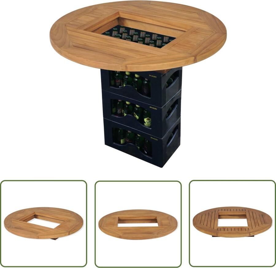 The Living Store Bierkrat Tafelblad 70 x 7.5 cm Teakhout Bruin Tafelblad Bierkrat Teak Buitentafel Tuinset - Foto 2