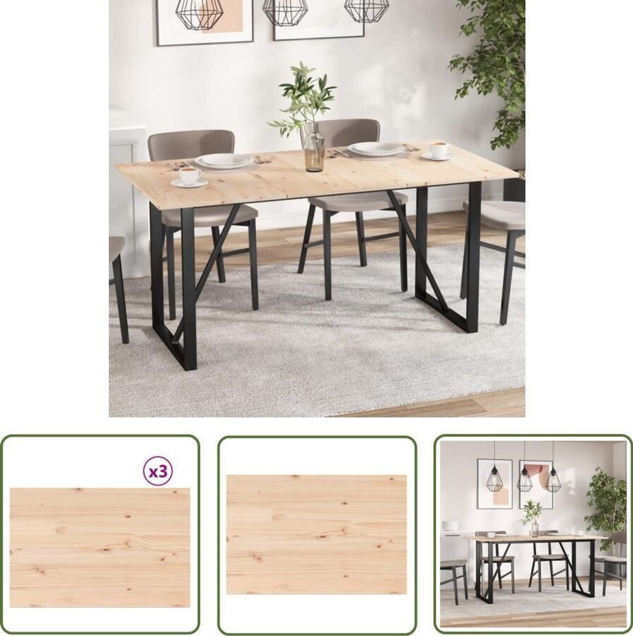 The Living Store Tafelbladen 3 st rechthoekig 80x53x1 7 cm massief grenenhout Tafelbladen Grenenhout Tafel Accessoires Rustic Design Vintage Stijl