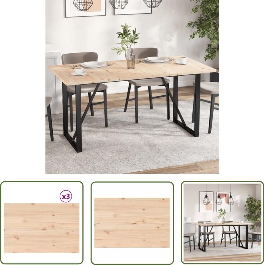 The Living Store Grenenhouten Tafelbladen 80 x 53 cm Rustiek Massief Grenen Set van 3 Tafelbladen Grenenhout Vintage Tafels Rustic Interieur Eetkamer Set