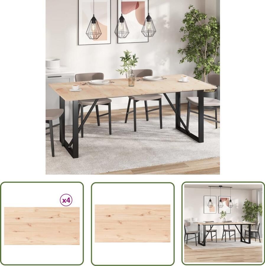 The Living Store Tafelbladen 4 st rechthoekig 100x50x1 7 cm massief grenenhout Tafelbladen Grenenhout Rustic Design Vintage Stijl Eettafels