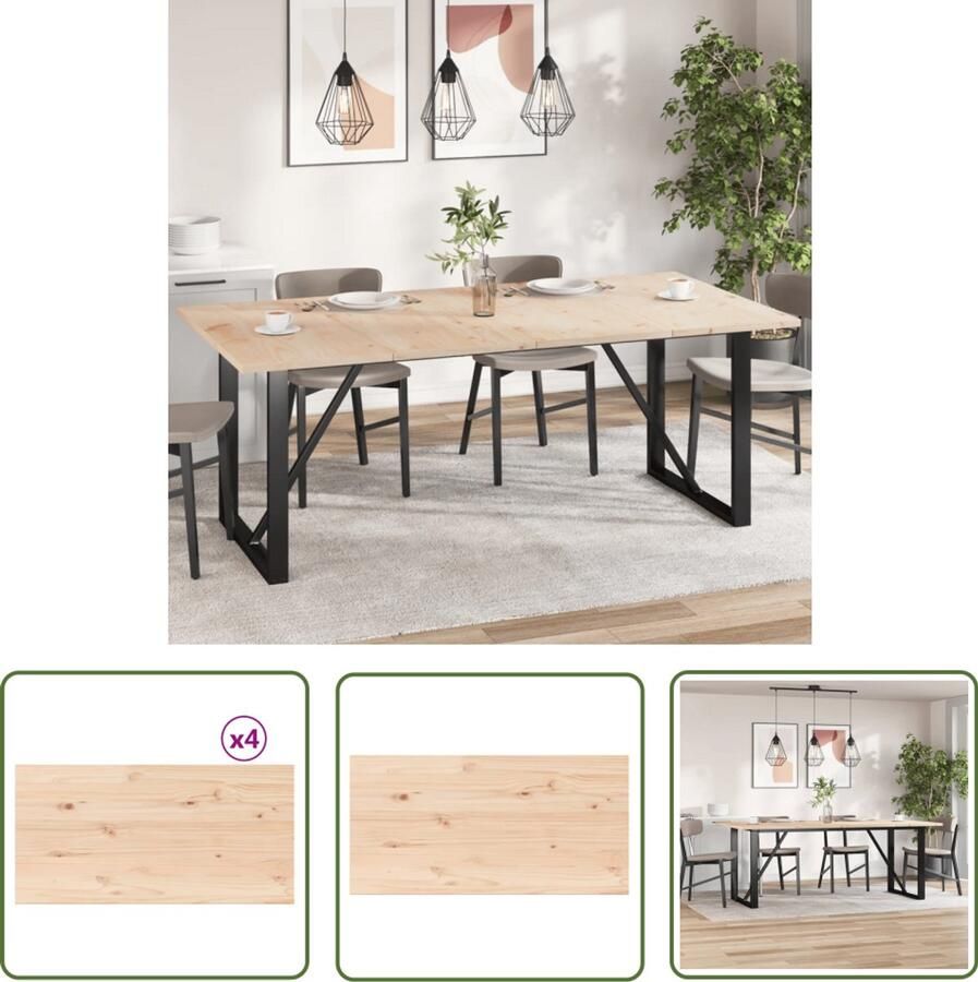 The Living Store Grenen Tafelbladen 100 x 50 cm Natuurlijk en Rustiek Set van 4 Tafelbladen Grenenhouten Tafelbladen Vintage Tafelbladen Landelijke Tafelbladen Eetkamerset