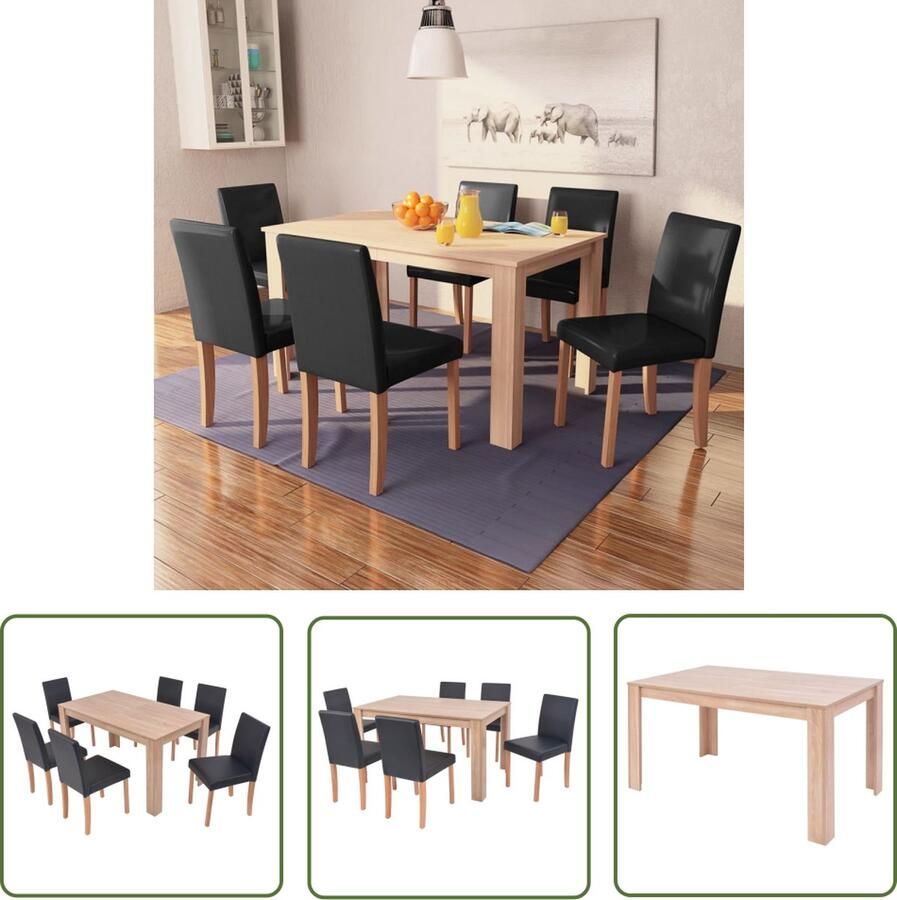 The Living Store Tafelset eikenhouten afwerking 140x80x75 cm Bruin Zwart Eettafels Eetkamer Sets Salontafel Houten Meubels Bruine Meubels