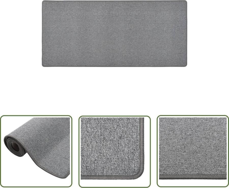 The Living Store Tapijtloper Donkergrijs 80 x 150 cm Klassieke charme Geluiddempend Anti-slip Tapijtroper Donkere Kleuren Grijs Vloerkleed Vloerverwarming Compatibel