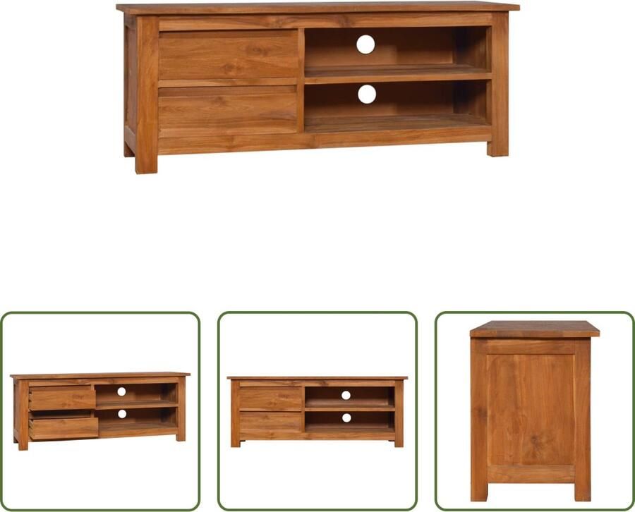The Living Store Massief Teakhouten TV-meubel 100 x 30 x 40 cm Koloniale Stijl
