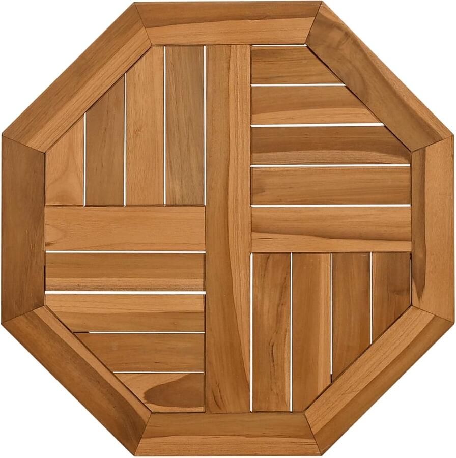 The Living Store Teakhouten Tafelblad 50 x 50 x 2.5 cm Achthoekig Rustiek Design Tafeltje Teak Hout Tafelblad Buitenkamer Tuin - Foto 2