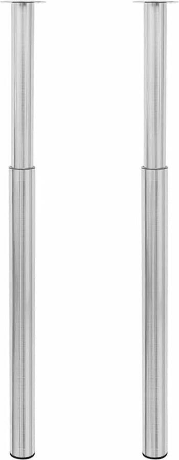 The Living Store Telescopische Tafelpoten 60 x 1100 mm Verstelbare Poothoogte Geborsteld Nikkel Telescopische Tafelpoten Tafelondersteuning Bureau Poten Bartafel Poten - Foto 3