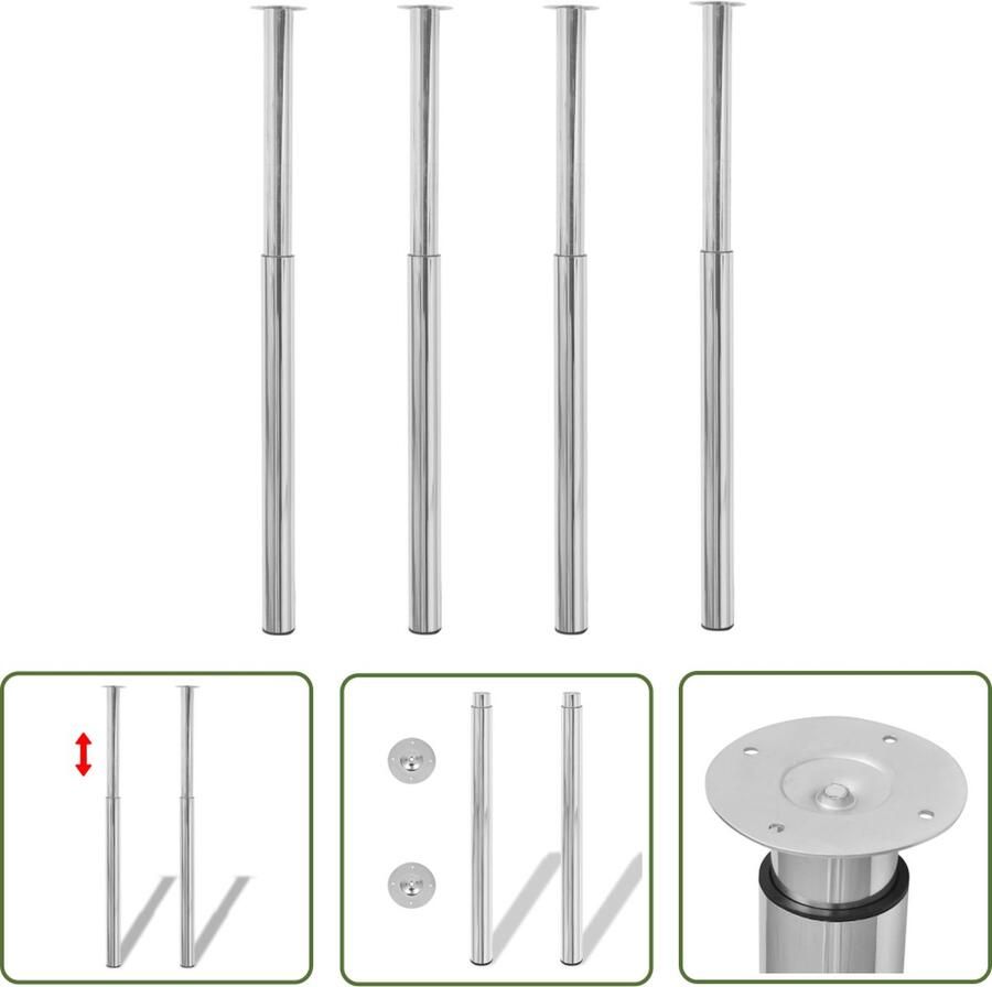 The Living Store Telescopische Tafelpoten 60 x (710-1.100) mm Chroom Stevig en Stabiel Telescopische Tafelpoten Kopen Tafelpoten Online Tafelpoten Chroom Tafelpoten Zwart - Foto 2