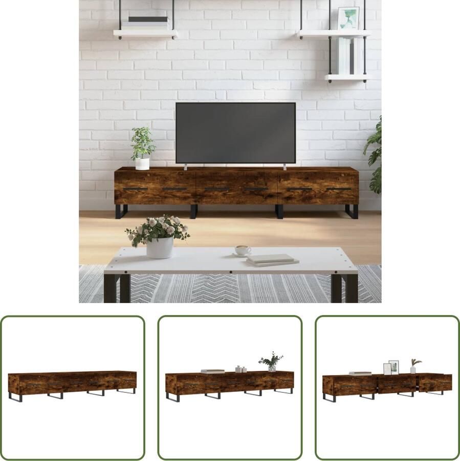 The Living Store Televisiekast Smoked Oak 150 x 36 x 30 cm Trendy design Stevig materiaal - Foto 2