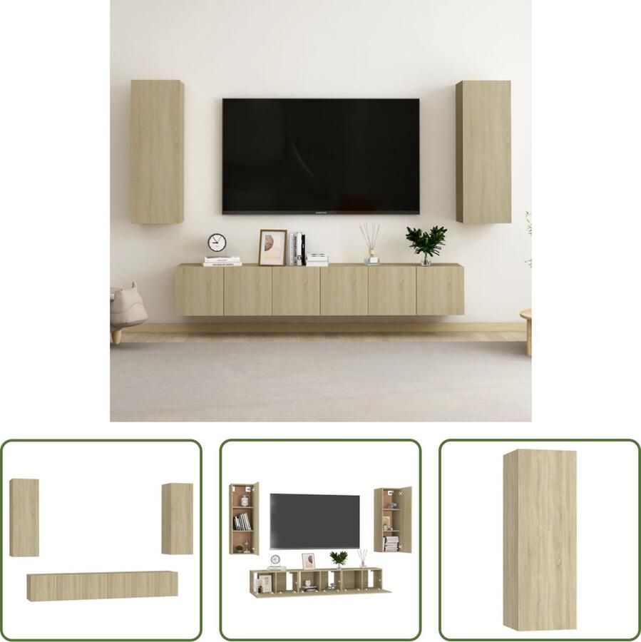 The Living Store TV-meubel Stereokast 60 x 30 x 30 cm Sonoma eikenmateriaal - Foto 2