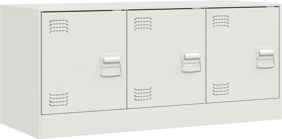 The Living Store Tv-meubel 99x39x44 cm staal wit Televisiekast Tv-meubel Stalen Tv-kast Wit Tv-meubel Koudgewalst Staal - Foto 2