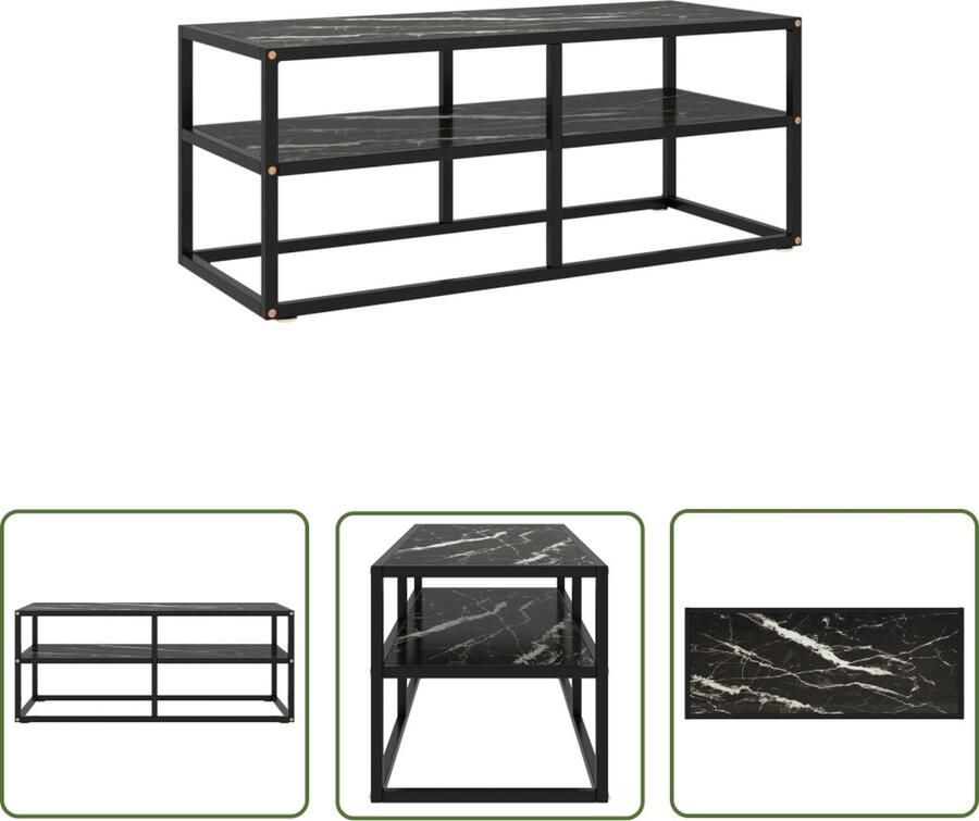 The Living Store Televisiekast Stereokast 100 x 40 x 40 cm zwart gehard glas - Foto 2