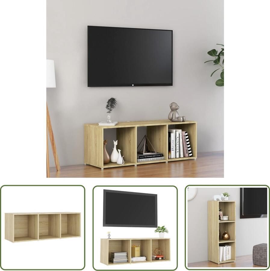 The Living Store vidaXL Tv Meubilair Televisiescherm Tv-meubel 107x35x37 cm bewerkt hout sonoma eikenkleurig Salontafel Houten Tv Stand Tv Kast - Foto 2